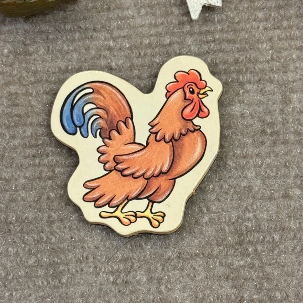 Vintage 1980s Dunkin' Donuts, Rooster, Owl, Nascar Refrigerator Magnets Set of 8